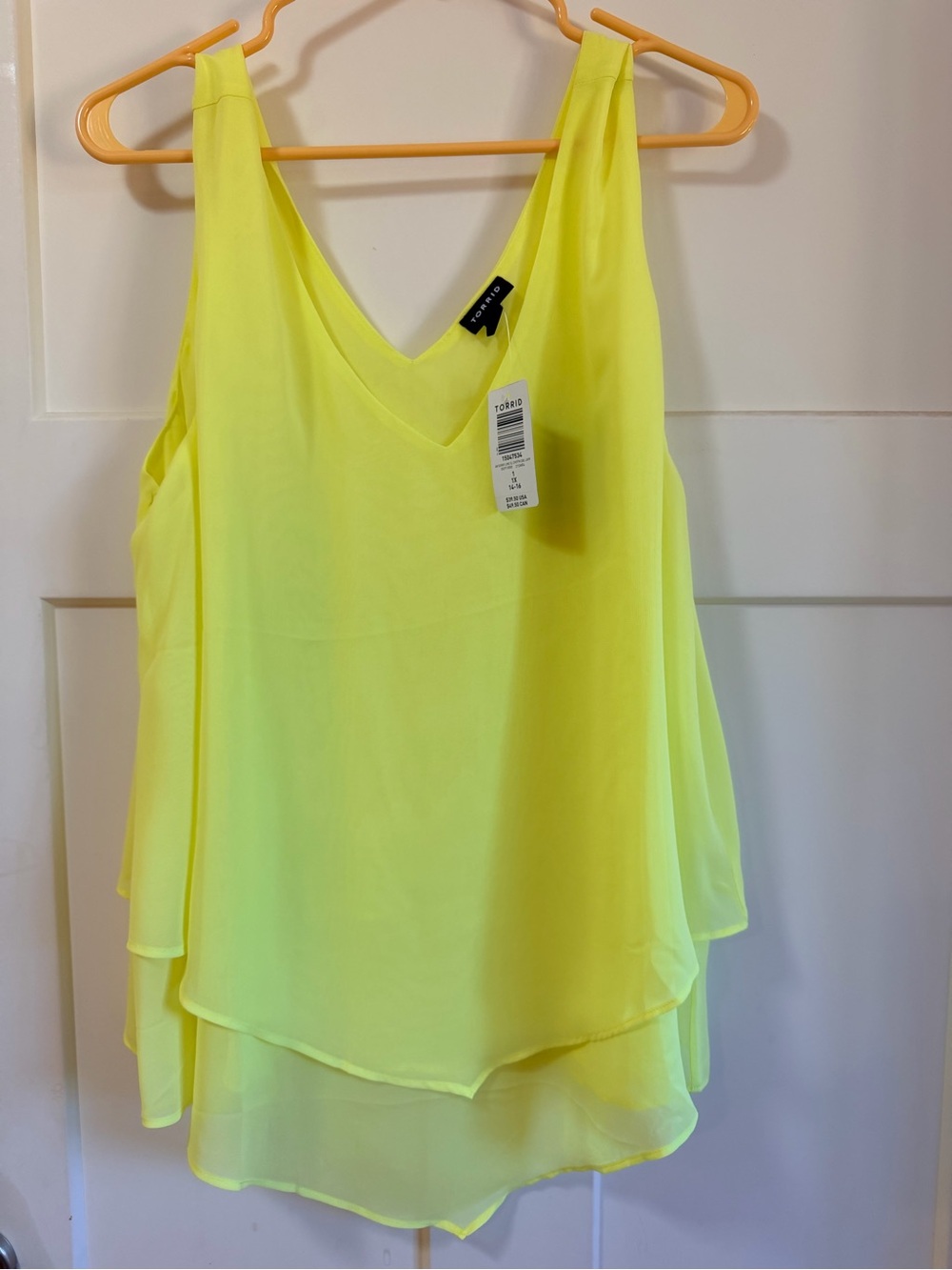 torrid Neon Yellow Layered Chiffon V-Neck Tank